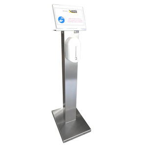 dispensador de gel hidroalcohólico en isla