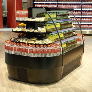 vitrina refrigerada de isla / de estantes / para comercio
