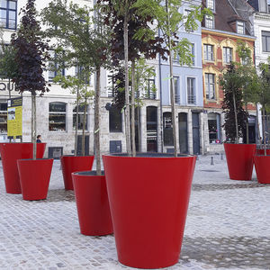 jardinera de acero termolacado / de chapa de acero / cónica / contemporánea