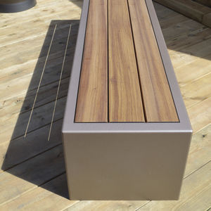 banco público / de diseño minimalista / de madera / de acero galvanizado