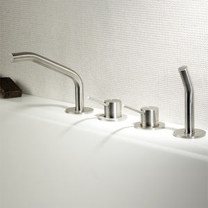 grifo monomando de bañera / de acero inoxidable / de baño / con 4 orificios