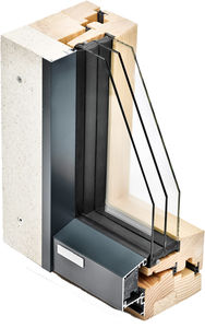 ventana abatible / de madera / de metal / con vidrio triple