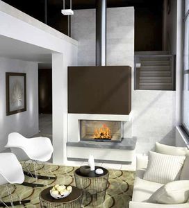 chimenea de leña / contemporánea / hogar cerrado / de esquina