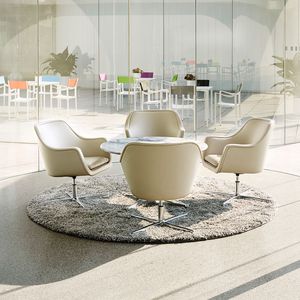 sillón de visita contemporáneo / de cuero / con reposabrazos / tapizado
