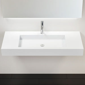 lavabo suspendido / rectangular / de resina mineral / contemporáneo