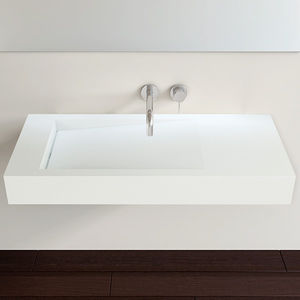 lavabo suspendido / rectangular / de resina mineral / contemporáneo