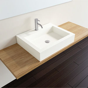 lavabo sobre encimera / rectangular / de resina mineral / contemporáneo