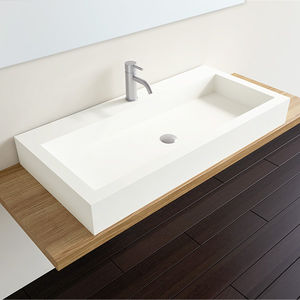 lavabo sobre encimera / rectangular / de resina mineral / contemporáneo