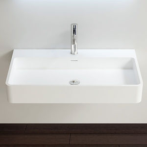 lavabo suspendido / rectangular / de resina mineral / contemporáneo