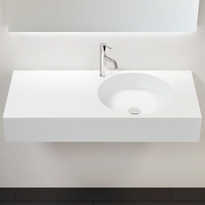 lavabo suspendido / rectangular / de resina mineral / contemporáneo