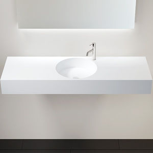 lavabo suspendido / rectangular / de resina mineral / contemporáneo