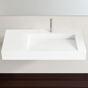 lavabo suspendido / rectangular / de resina mineral / contemporáneo