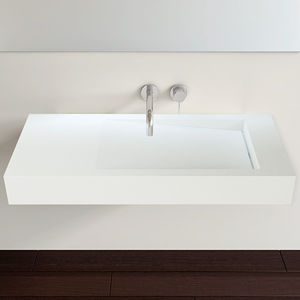 lavabo suspendido / rectangular / de resina mineral / contemporáneo