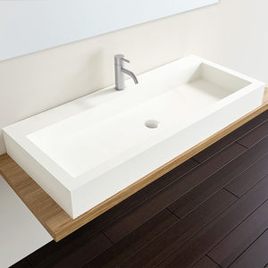 lavabo sobre encimera / rectangular / de resina mineral / contemporáneo