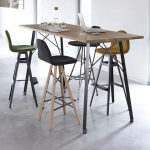 mesa alta contemporánea / de roble / de acero / rectangular