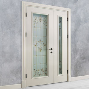 puerta de interior / abatible / de madera / semividriada