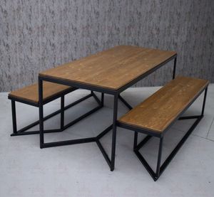 conjunto de mesa y banco de diseño minimalista