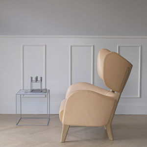 sillón de diseño escandinavo / de tejido / de cuero / con orejas