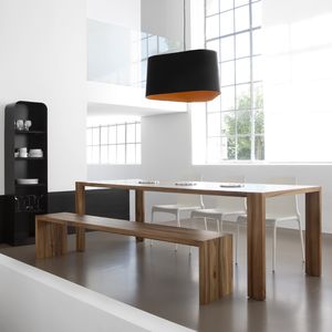 conjunto de mesa y banco moderno / de madera maciza / de interior / para uso residencial