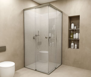 ducha de vidrio / de esquina / con puerta corredera / para el sector servicios