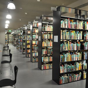 estantería contemporánea / de metal / para biblioteca / para el sector servicios