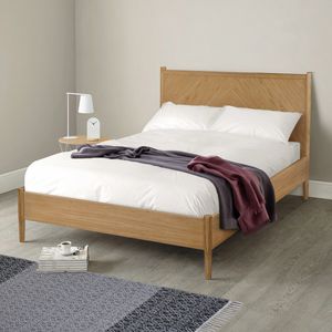 cama de matrimonio / contemporánea / con cabecero / de roble