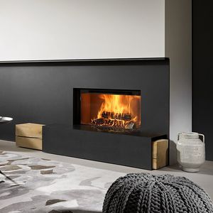 chimenea de leña / contemporánea / hogar cerrado / encastrable