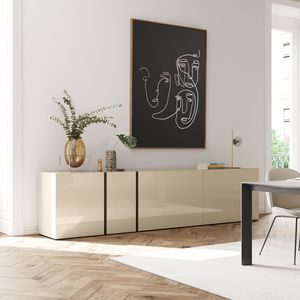 aparador contemporáneo / de madera lacada / de aluminio / blanco