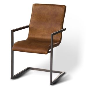 silla contemporánea / tapizada / cantilever / de cuero