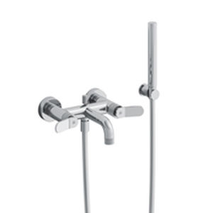 grifo mezclador para lavabo / de pared / de metal cromado / de baño