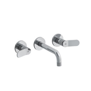 grifo mezclador para lavabo / de pared / de metal cromado / de baño