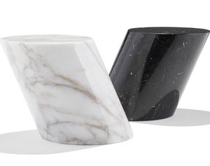 mesita auxiliar contemporánea / de mármol / con base de mármol / ovalada