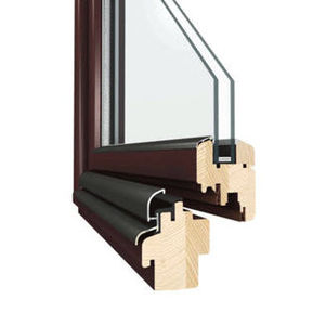ventana abatible / de madera / con vidrio doble / de corte térmico