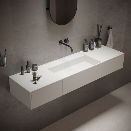 Lavabo suspendido - 290323 SOLIDBLISS-140DR - IDEAVIT B.V - de mineral compuesto / con encimera / rectangular