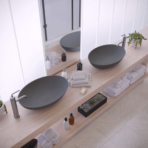 Lavabo sobre mueble - 290030 SOLIDTHIN-OV/G - IDEAVIT B.V - de mineral compuesto / ovalado / sin orificio