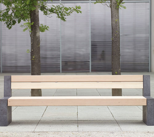 Banco público contemporáneo - VERSIO GENUS - Gem. Westeifel Werke GmbH - de madera de frondosa / de acero galvanizado / de hormigón