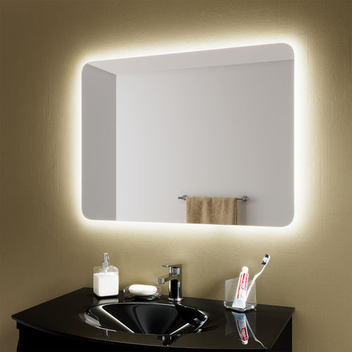 Espejo para baño de pared - ONIX ROUND EDGE - BISELARTE - contemporáneo / rectangular / gris