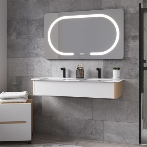 Espejo para baño de pared - HARMONY - BISELARTE - contemporáneo / rectangular / gris