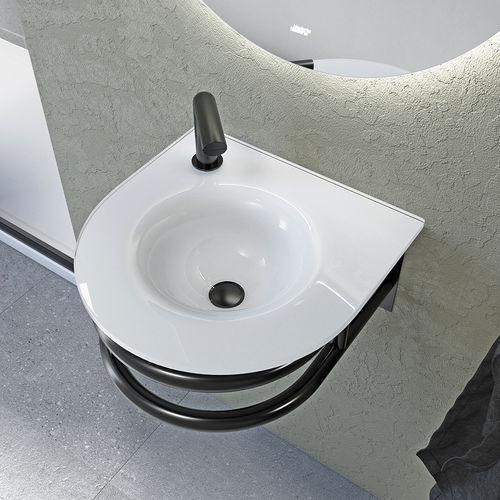 Lavabo suspendido - GERÊS - BISELARTE - de vidrio / con toallero integrado / brillante