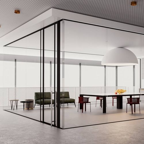 Tabique amovible - METRICA D1 - DIVILUX - de vidrio / de aluminio / de policarbonato