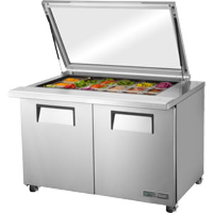 Mesa de preparación de acero inoxidable - TSSU-48-18M-B-FGLID-HC - True Food International - refrigerada / calefactada / profesional