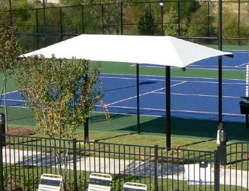Sombrilla rectangular - DUAL COLUMN - progressive design playgrounds - lateral / de tejido / de acero con revestimiento en polvo