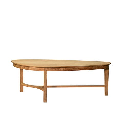 Mesa de centro contemporánea - Exeter - Tectona - de teca / con base de madera / ovalada