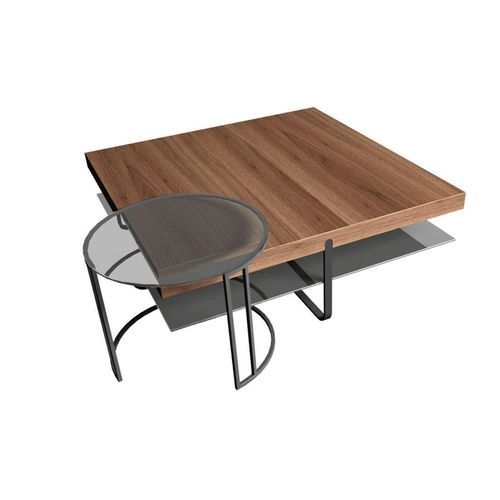 Mesa de centro contemporánea - CT 240 - hülsta - de vidrio / de madera / con base metálica