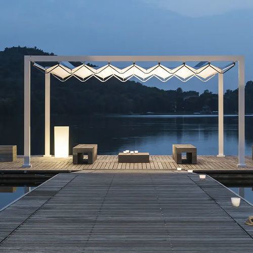 Cenador de madera - LAKE SIRIO PIER - Gibus SPA - de PVC / de techo de lona / con estructura de madera