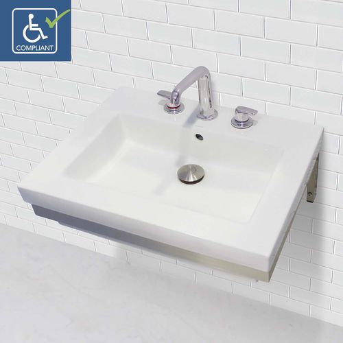 Lavabo suspendido - 1819W-8B-CWH - Deco Lav - rectangular / de cerámica