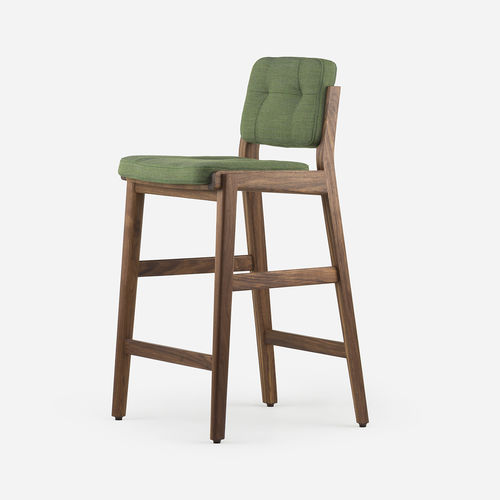 Taburete de bar contemporáneo - CAPO - DE LA ESPADA - de cuero / con base de nogal / con base de madera maciza