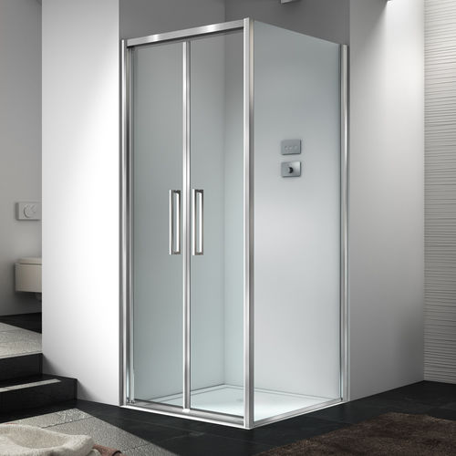 Cabina de ducha de vidrio - LIVE TOP SAL+F00 - Megius SpA - de aluminio / con puerta batiente / de esquina