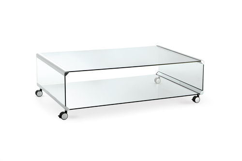 Mesa de centro contemporánea - GEORGE 2 - Gallotti&Radice - de vidrio templado / con base de acero inoxidable / rectangular