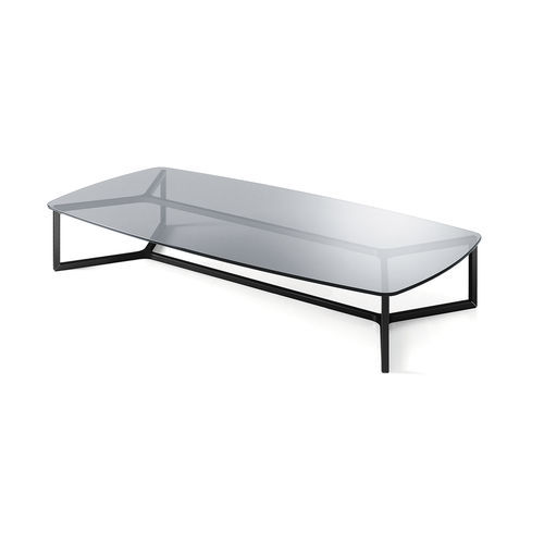 Mesa de centro contemporánea - RAJ 6 - Gallotti&Radice - de vidrio templado / con base de acero inoxidable / con base metálica lacada